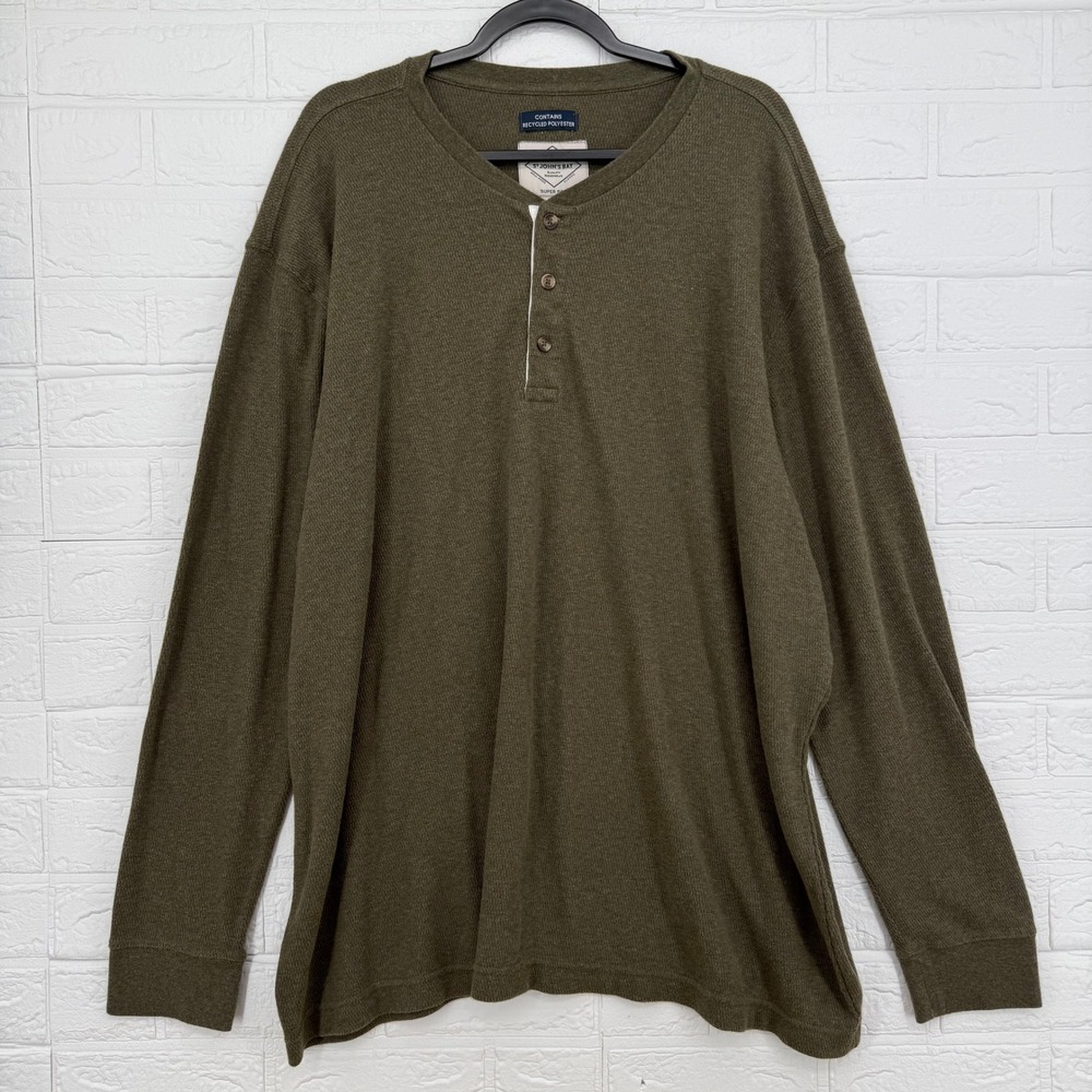 St. John's Bay Henley Mens 3XL Olive Green Waffle Knit Long Sleeve Shirt